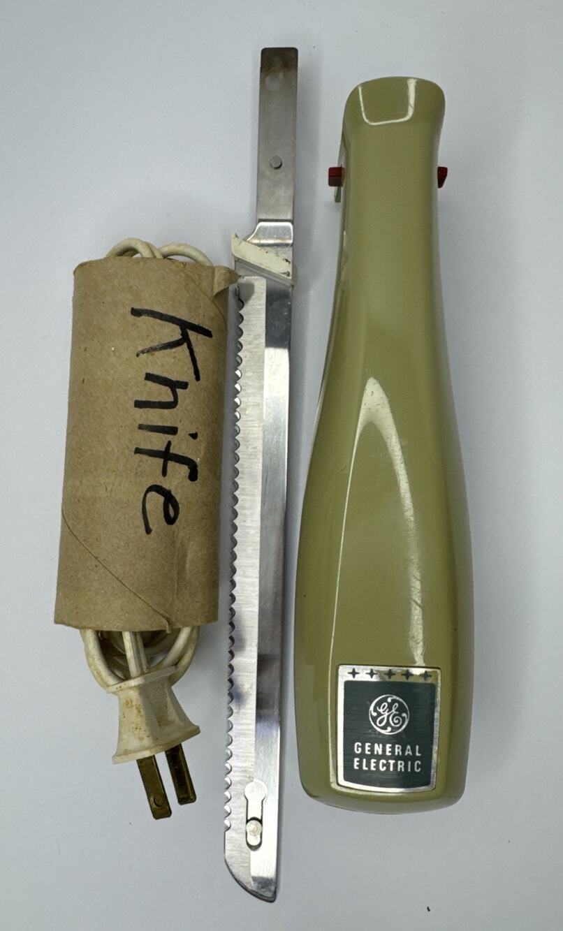 Vintage GE General Electric Slicing Carving Knife Avocado Tested Works D6EK9